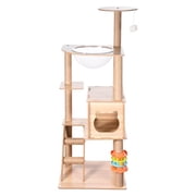 130cm Modern Cat Tree with Scratching Posts, Hammock, and Climbing Tower - Durable Cat Activity Center for Indoor Cats of All Sizes