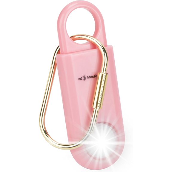 130dB Keychain Siren Ultra Bright Strobe Light. Loud Sound Personal Safety Alarm. SOS Emerncy Alerts for Women, Girls, School Children, Night Runners, Hiking. Bear Alarm Deterrent. Pink