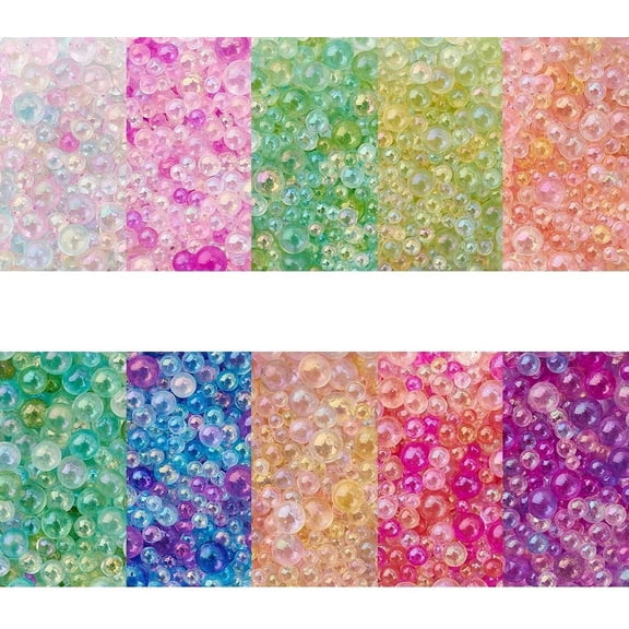130g 10 Colors 1~3mm Colorful Resin Beads No Hole Micro Glass Beads Iridescent Water Droplets Beads Tiny Glass Beads Tiny Beads for Resin Molds Fillers Jewelry