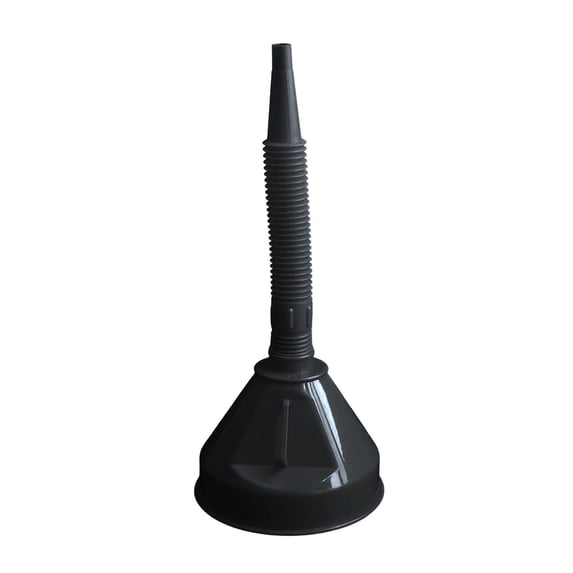 130ml Multi Functional Oil Filling Funnel with Strainer, Leak Proof Wide Mouth Car Funnel with Hose, Plastic Funnel for Oil Change and Fluids, Flexible PVC, Black