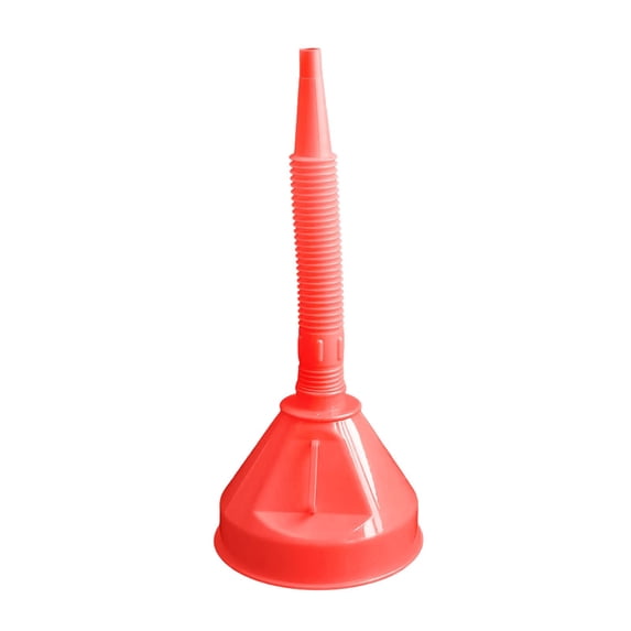 130ml Multi Functional Oil Filling Funnel with Strainer, Leak Proof Wide Mouth Car Funnel with Hose, Plastic Funnel for Oil Change and Fluids, Flexible PVC, Red