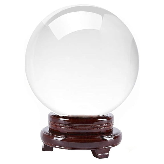 130mm Clear Crystal Ball K9 Glass Photography Lensball, Meditation Orb & Home Decor for Feng Shui with Wood Stand & Gift Box