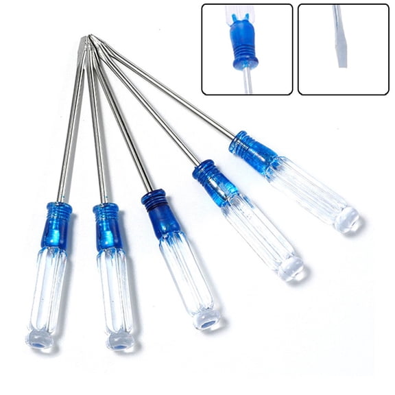 130mm Length Screwdriver Set 5pcs Magnetic Cross and Slotted Screwdrivers for Electronics Repair (Slotted Screwdriver)