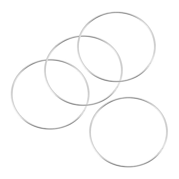 130mm OD Metal O Ring Iron Electroplated Silver Tone 4 Pack