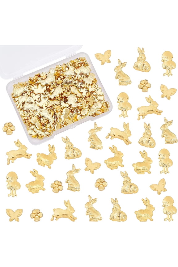 130pcs Rabbit Resin Filler Charms Alloy Resin Filling Accessories Easter Alloy Cabochons Epoxy Resin Supplies Easter Basket Stuffers