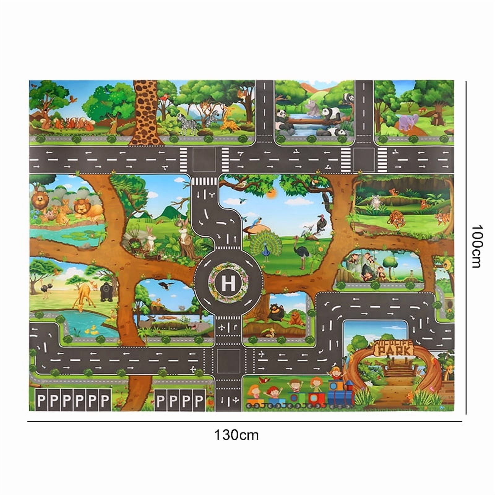 130x100cm Children Games Mat Cartoon City Traffic Map Non-Slip Playmat ...