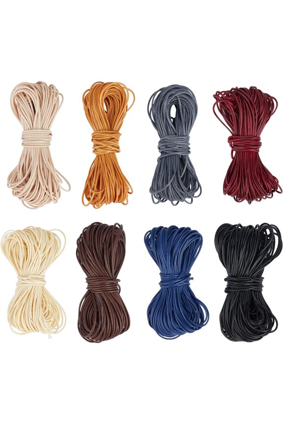 131.2 Yard Waxed Polyester Cord 1mm Waxed Cord 8 Colors Wax Coated String Flat Waxed String Bracelet Cord Beading Thread DIY for Friendship Macrame Bracelets Necklace Jewelry Making