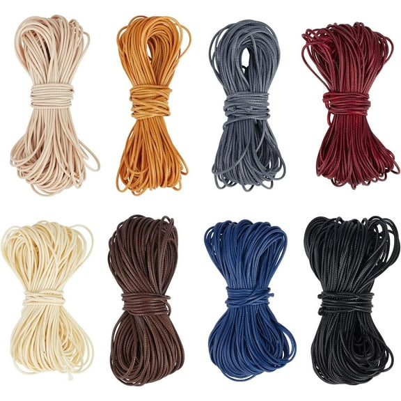131.2 Yard Waxed Polyester Cord 1mm Waxed Cord 8 Colors Wax Coated String Flat Waxed String Bracelet Cord Beading Thread