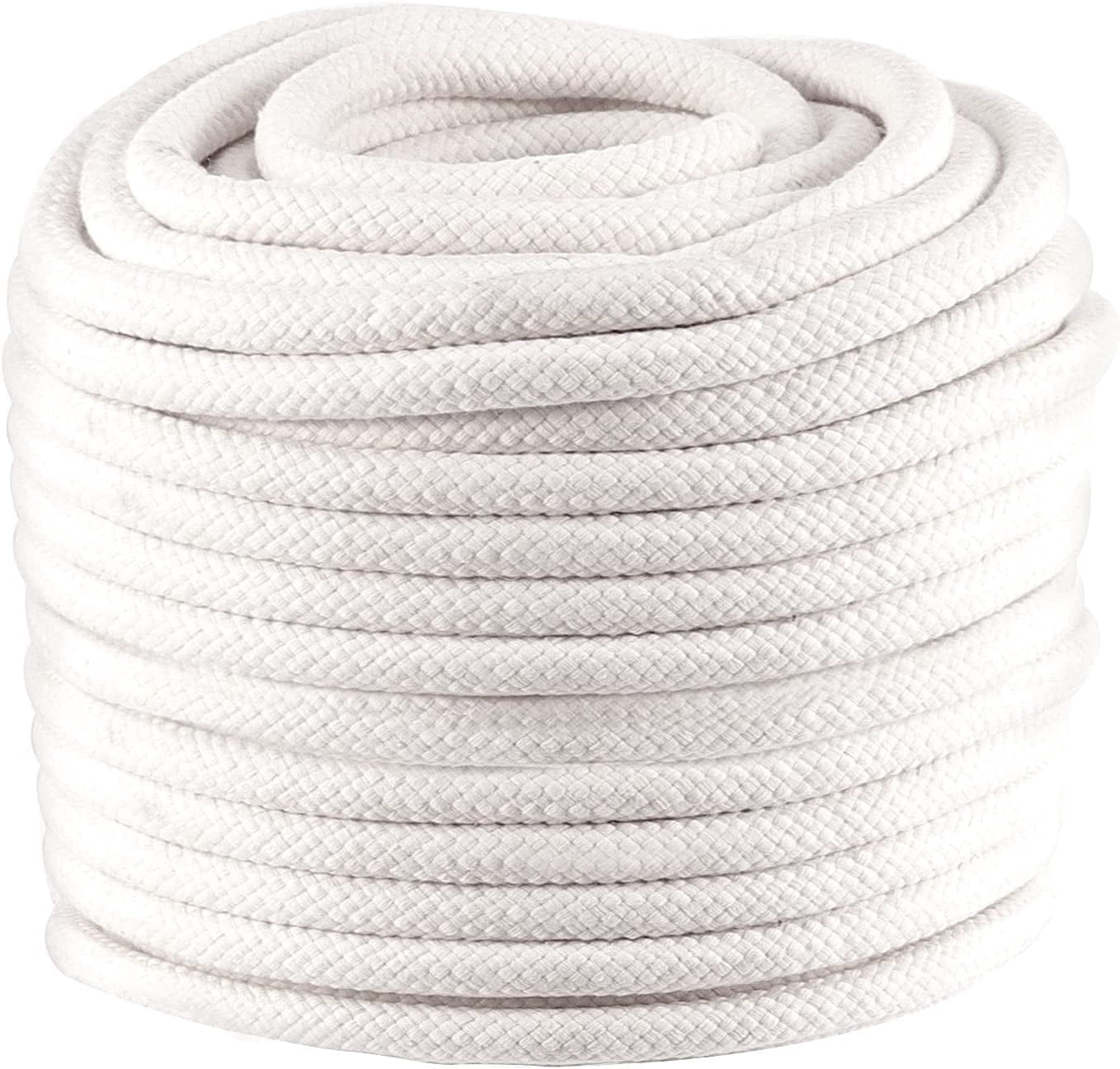 131 Feet 1/2 Inch White Braided Cotton Rope, Natural Durable Cotton ...