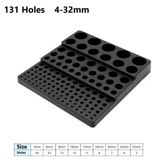 131 Holes 4-32mm Cnc Milling Cutter Tool Holder Storage Box Rack Case Organizer Black