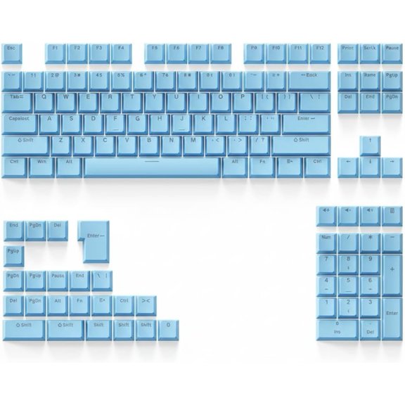 131 PBT Keycaps Set, Double Shot Shine Through Backlit Key Caps, OEM Profile Custom Keycap for Mechanical Gaming Keyboards, Fits 61/68/75/84/87/96/98/104 Layouts(Light Blue)