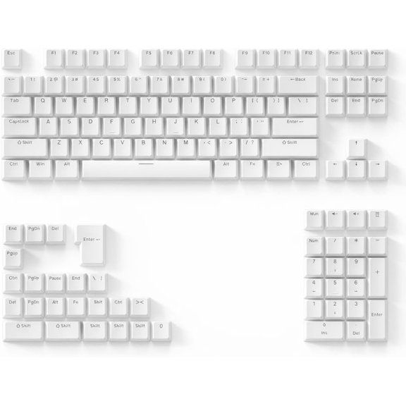 131 PBT Keycaps Set, Double Shot Shine Through Backlit Key Caps, OEM Profile Custom Keycap for Mechanical Gaming Keyboards, Fits 61/68/75/84/87/96/98/104 Layouts (White)