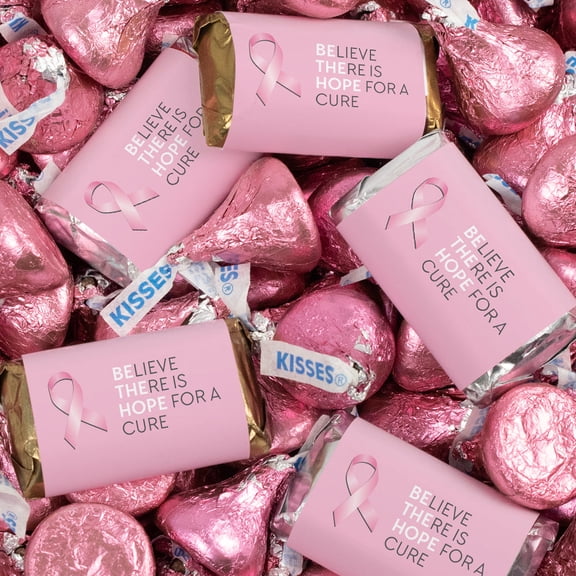 124 Pcs Breast Cancer Awareness Candy Hershey's Miniatures and Pink Kisses by Just Candy (1.52 lbs approx. 124 Pcs)