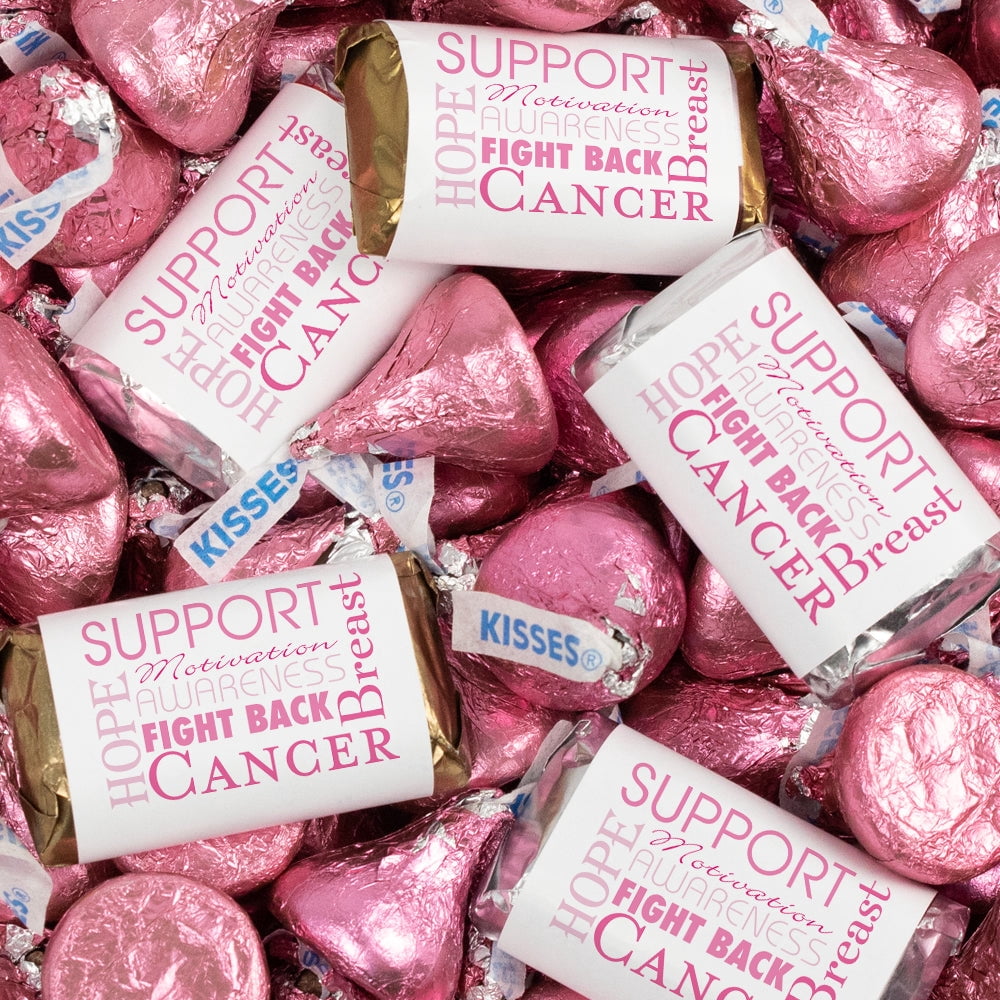 128 Pcs Breast Cancer Awareness Candy Hershey's Miniatures and Kisses by Just Candy (1.58 lbs approx. 128 Pcs)