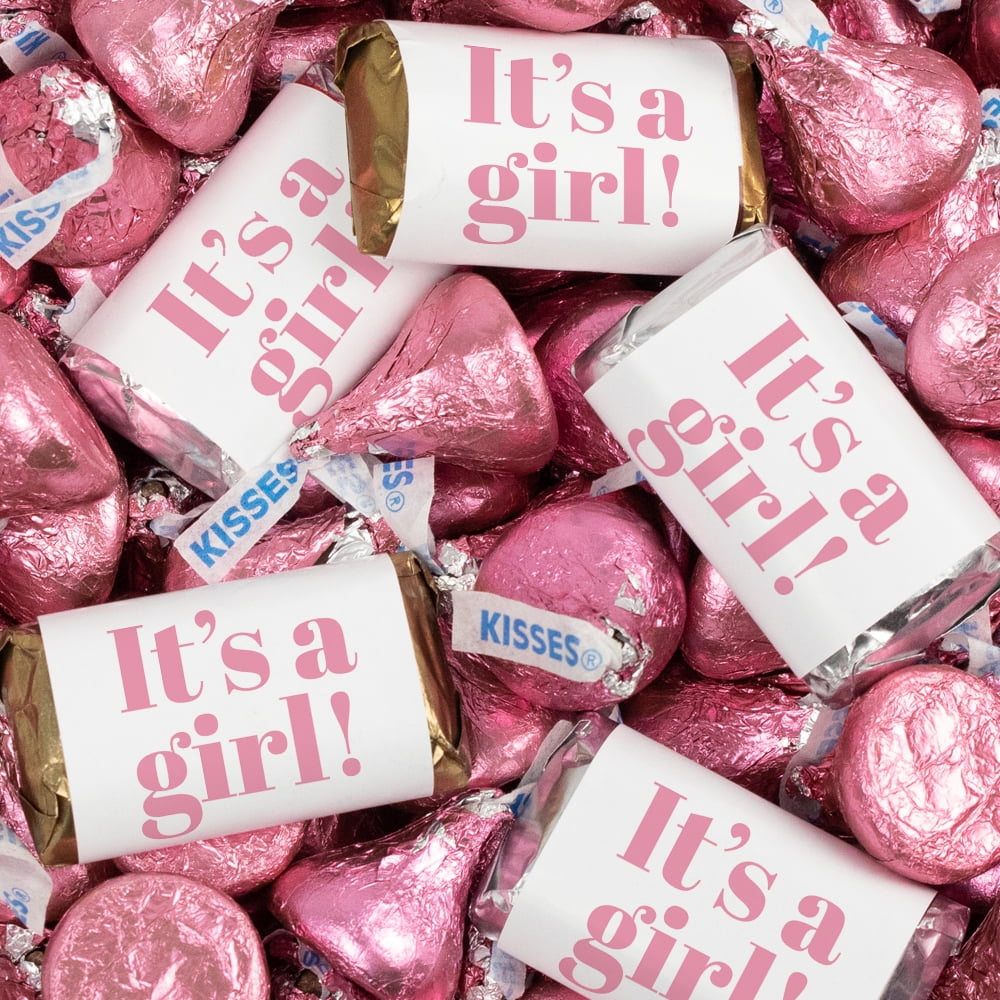 131 Pcs It's a Girl Baby Shower Candy Party Favors Miniatures Chocolate \u0026 Kisses (1.65 lbs, Approx. 131 Pcs)