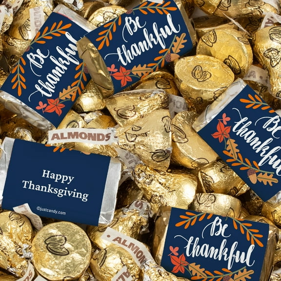 131 Pcs Thanksgiving Candy Party Favors Miniatures and Almond Kisses Chocolate (1.65 lbs) - Thankful