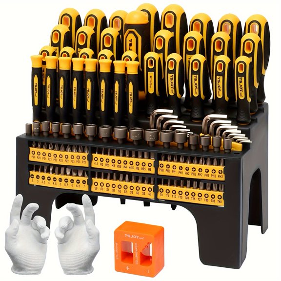 131-Piece Heavy-Duty Magnetic Screwdriver Set, Ratchet Driver, Hex Keys, Pick & Hook, Torx/Flat/Phillips Bits, Demagnetizer, All-in-One Repair Kit for Home, Electronics & Automotive