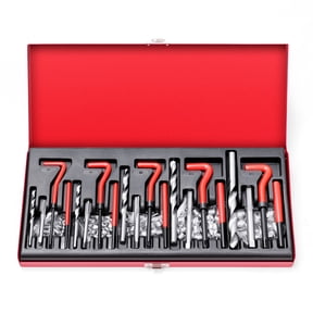 131-Piece Metric Helicoil Thread Repair Kit, M5 M6 M8 M10 M12 Thread Inserts, HSS Drills Taps Insert Tools, Universal Rethreading Set for Auto Engine Spark Plug Cylinder Repair
