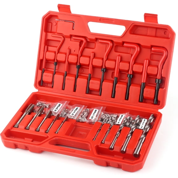 131-Piece Metric Thread Repair Kit, HSS Drill Helicoil Repair Kit M5 M6 M8 M10 M12