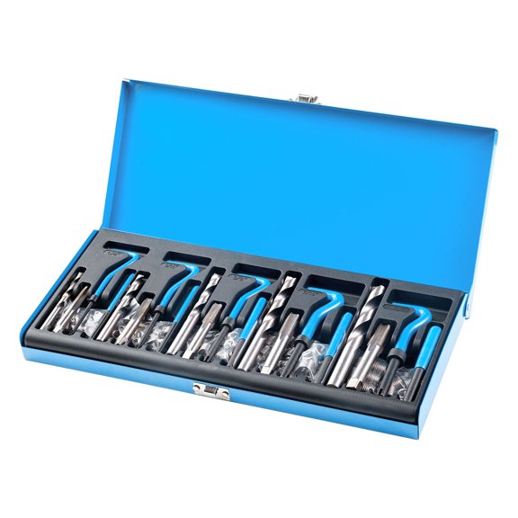 131-Piece SAE Thread Repair Kit, 1/4-1/2" UNC, HSS Bits/Taps/Inserts, with Breakoff Tools