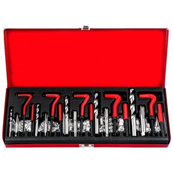 131-Piece Thread Repair Kit, M5 to M10 Coil Insert Set with Drill Bits, Complete Screw Restoration Tool for Automotive Engine Block and Home DIY
