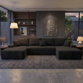 131″ U‑Shaped Cloud Sectional Sofa in a Box,Oversized Modular Boneless Couch for Living Room with Double Chaise, Deep Seat Memory Foam, No Assembly Couches for Living Room (Beige, 146.5'')