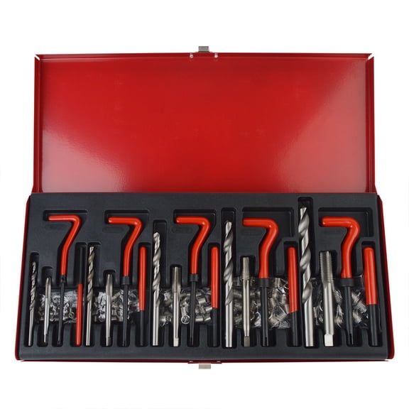 131x Thread Repair Tool Kit HSS Drill Bits Taps Threaded Wire Inserts Installation Tools for Break-Off Tools