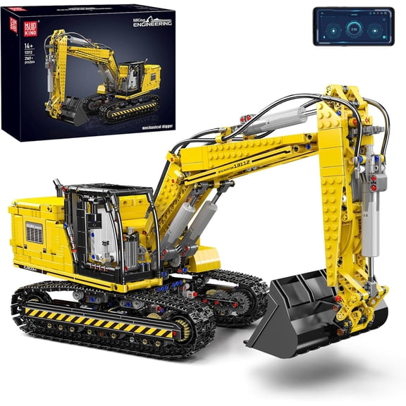 13112 Upgraded RC Excavator Building Sets, 2169+ Pieces Building Model Kits, App Remote Control Construction Truck Excavator Science Kits with Motor, STEM Engineering Toys