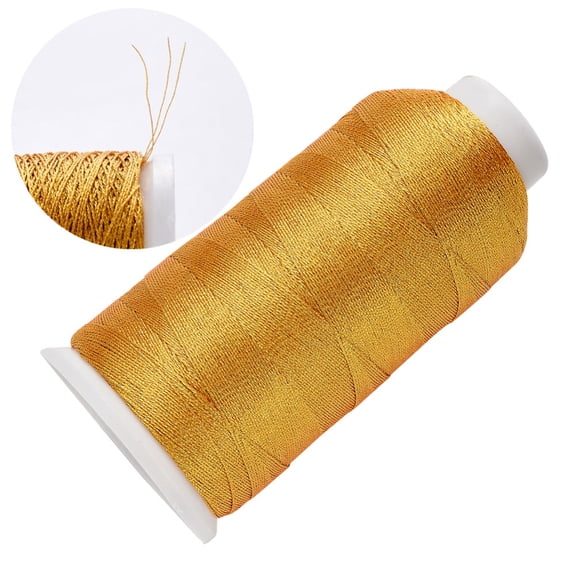 1312 Yards 0.2MM 3Ply Gold Metallic Sewing Thread Nylon Embroidery Machine Thread Shimmer Christmas Glitter String with Spool Computerized