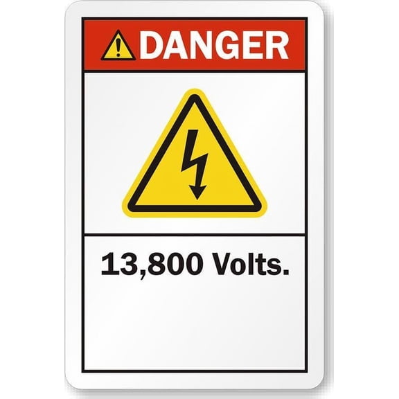 131200 Volts Danger Weatherproof Metal Sign Size: 8 x 12 Inch