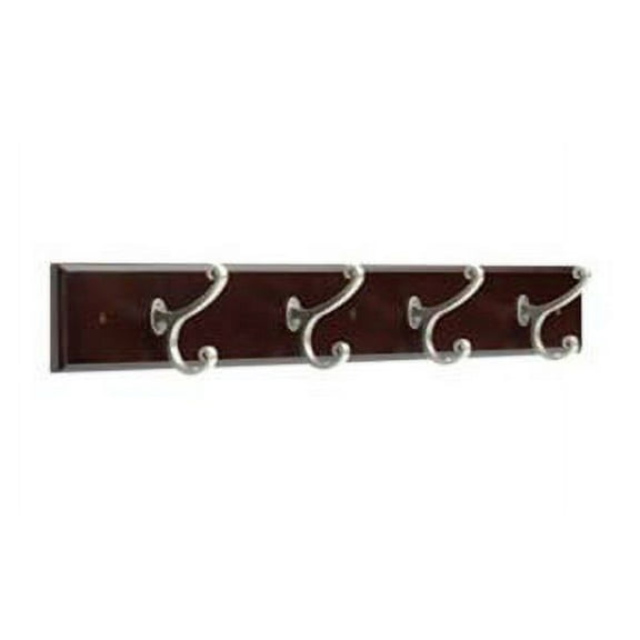 131323 27" 4 Hook Coat/Hat Rail Espresso & Satin Nickel