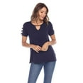 thumbnail image 1 of 1314-02-XL Keyhole Neck Cutout Short Sleeve Top, Blue - Extra Large, 1 of 1