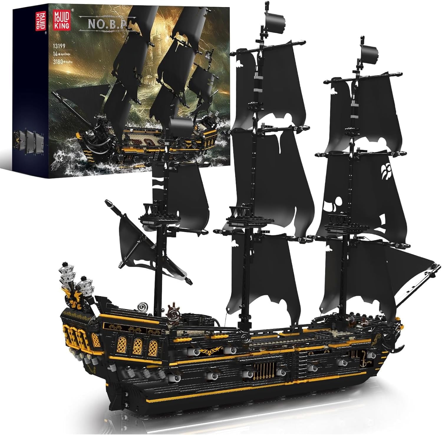 13199 Pirates Ship Model Building Blocks Kits, MOC Large Black Pearl ...