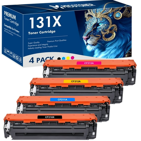 131A 131X 4-Pack Toner Cartridge Replacement Compatible for HP 131X CF210X 131A CF211A CF212A CF213A Work with Pro 200 color M251n M251nw MFP M276n M276nw Printer (Black,Cyan,Magenta,Yellow)