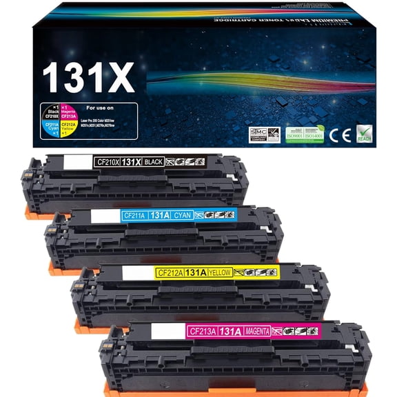 131A 131X Toner Cartridge 4 Pack Works with HP LaserJet Pro 200 Color M251nw,MFP M276nw (Black,Cyan,Yellow,Magenta)