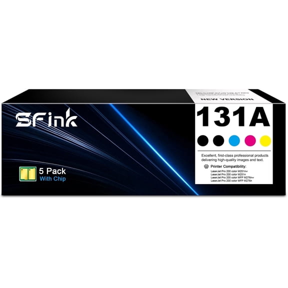 131A 5 Pack Toner Cartridges Compatible for HP131A CF210A CF211A CF212A CF213A for LaserJet Pro 200 Color M251n M251nw ,MFP M276n M276nw Pritner ( 2Black Cyan Yellow Magenta)