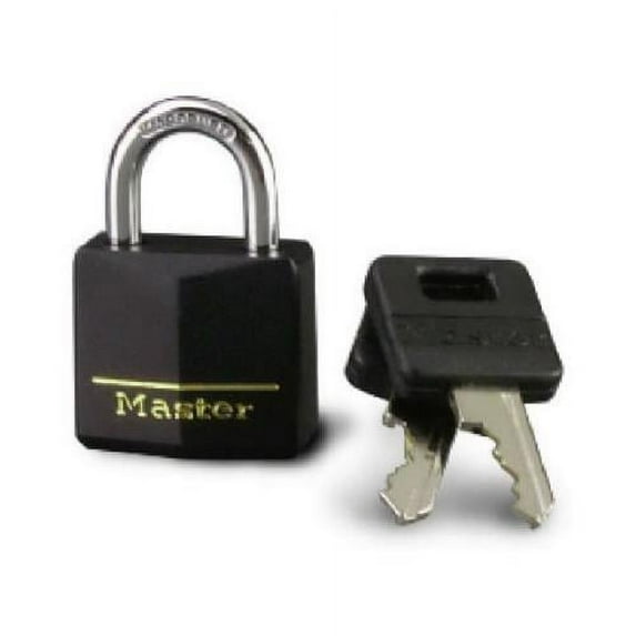 131D 1-3/16 In. Solid-Brass Keyed Padlock, Black Covered Keyhead - Quantity 4