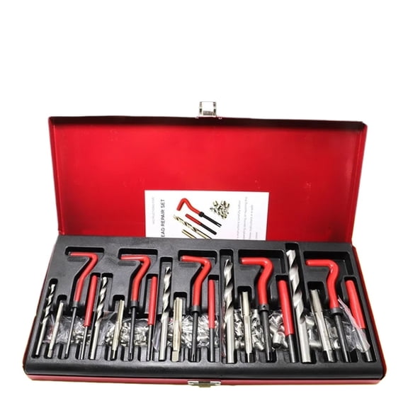 131Pcs Damaged Thread Repair Drill Tool, Tap Die Kit Combination Remove Broken Screws Bolts M5/M6/M8/M10/M12 Wire Thread Inserts ,Heavy Duty Build