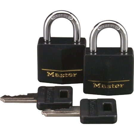 Master Lock 131T Solid Body Padlock Keyed Alike - Scratch-Resistant - 2 Pack, Black