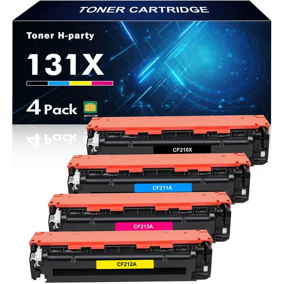 131X 131A Toner Cartridge 4-Pack Compatible for HP CF210X 131X 131A CF211A CF212A CF213A Printer Ink (Black,Cyan,Magenta,Yellow)