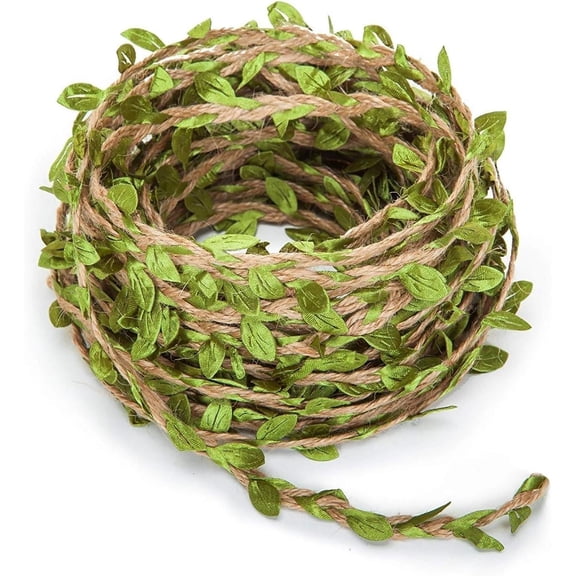 132 Ft Boho Eucalyptus Vines with Twine, Artificial Eucalyptus Leaf Spring Green