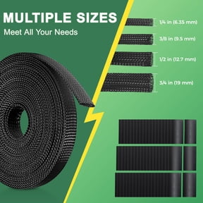 132 Ft Expandable Braided Cable Sleeve Wire Loom Pet Wiring Sleeving Automotive Split Sheathing Wrap Management Heat Shrink For Audio And Other Home Device (1/2 In 1/4 3/8 3/4 Black)
