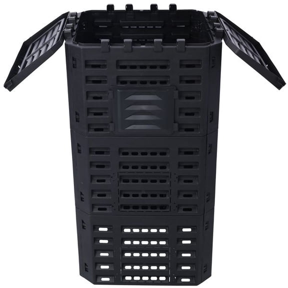 132 Gallon (500L) Large Recycled Plastic Garden Composter Bin, Lightweight Aerating Outdoor Compost Box with Simple Assembly for Fertile Soil Making