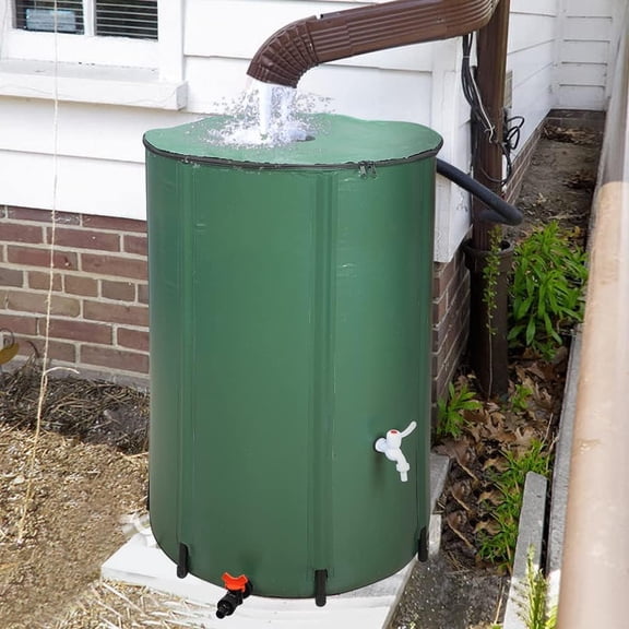132 Gallon Collapsible Rain Barrel, Portable Rainwater Collection System, Rain Catcher Barrel, Water Storage  with Two Spigots and Overflow Kit, Rain Water Barrel Collector for Garden, Green