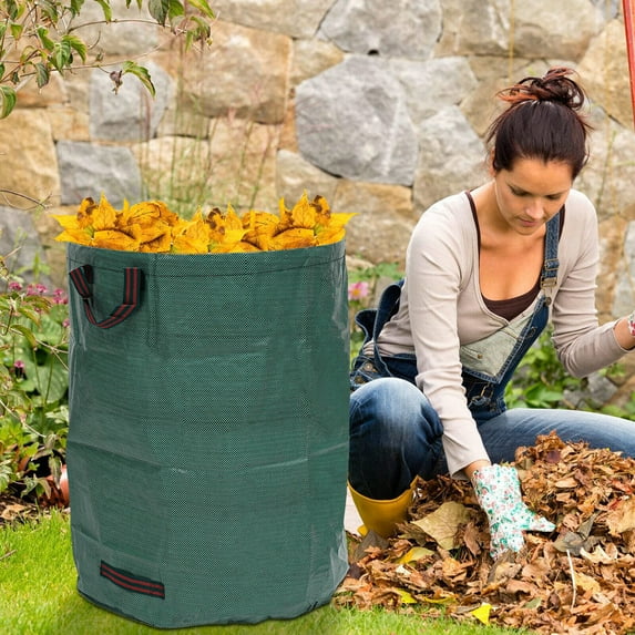 132 Gallon Gardening Bag with Double Bottom- Extra Large Reuseable Gardening Bags, Lawn Pool Garden Leaf Waste Bag