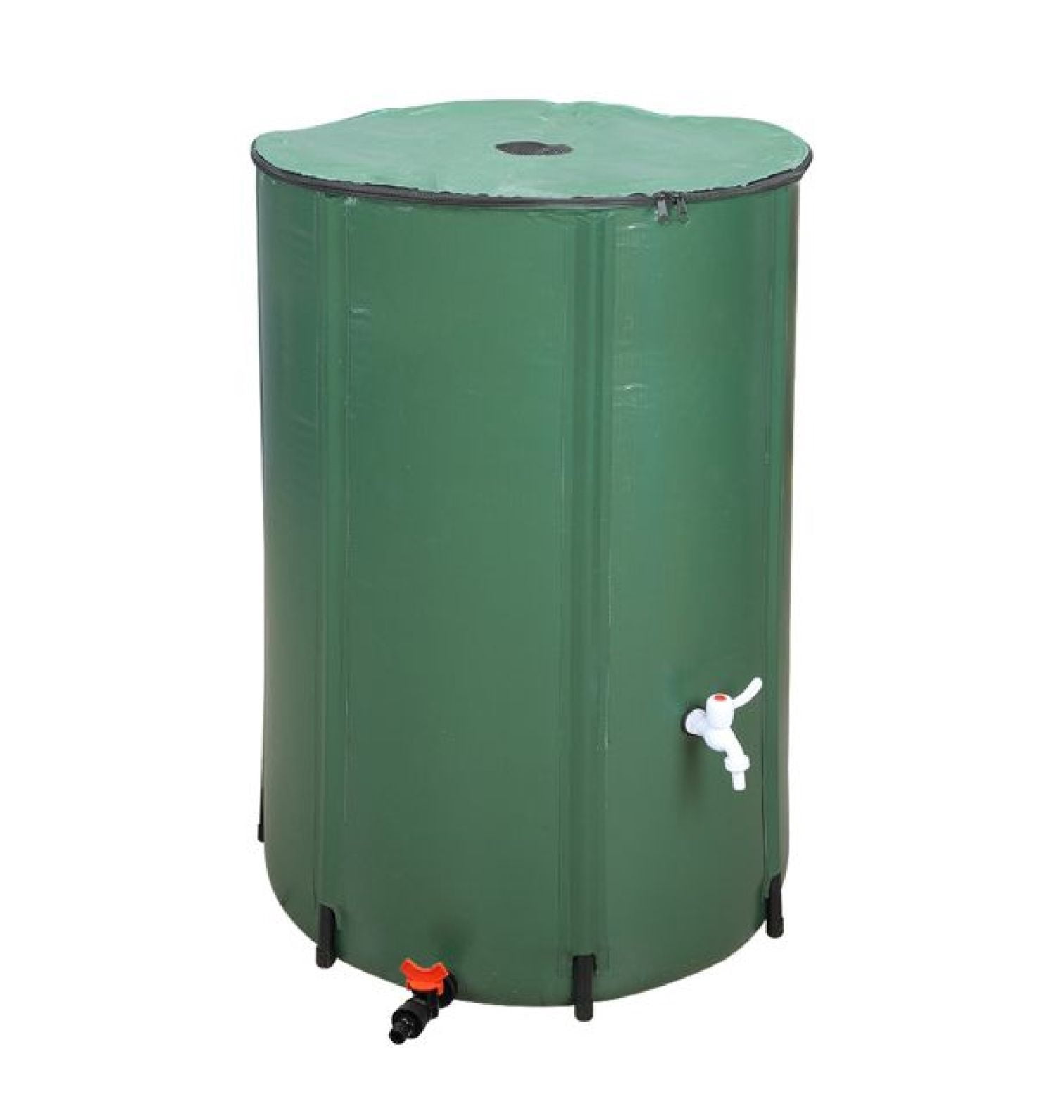 132 Gallon Rain Barrel Folding Water Collector - Green - Portable Rainwater Tank for Garden, Lawn, Plants - with Mesh Cover & Spigot