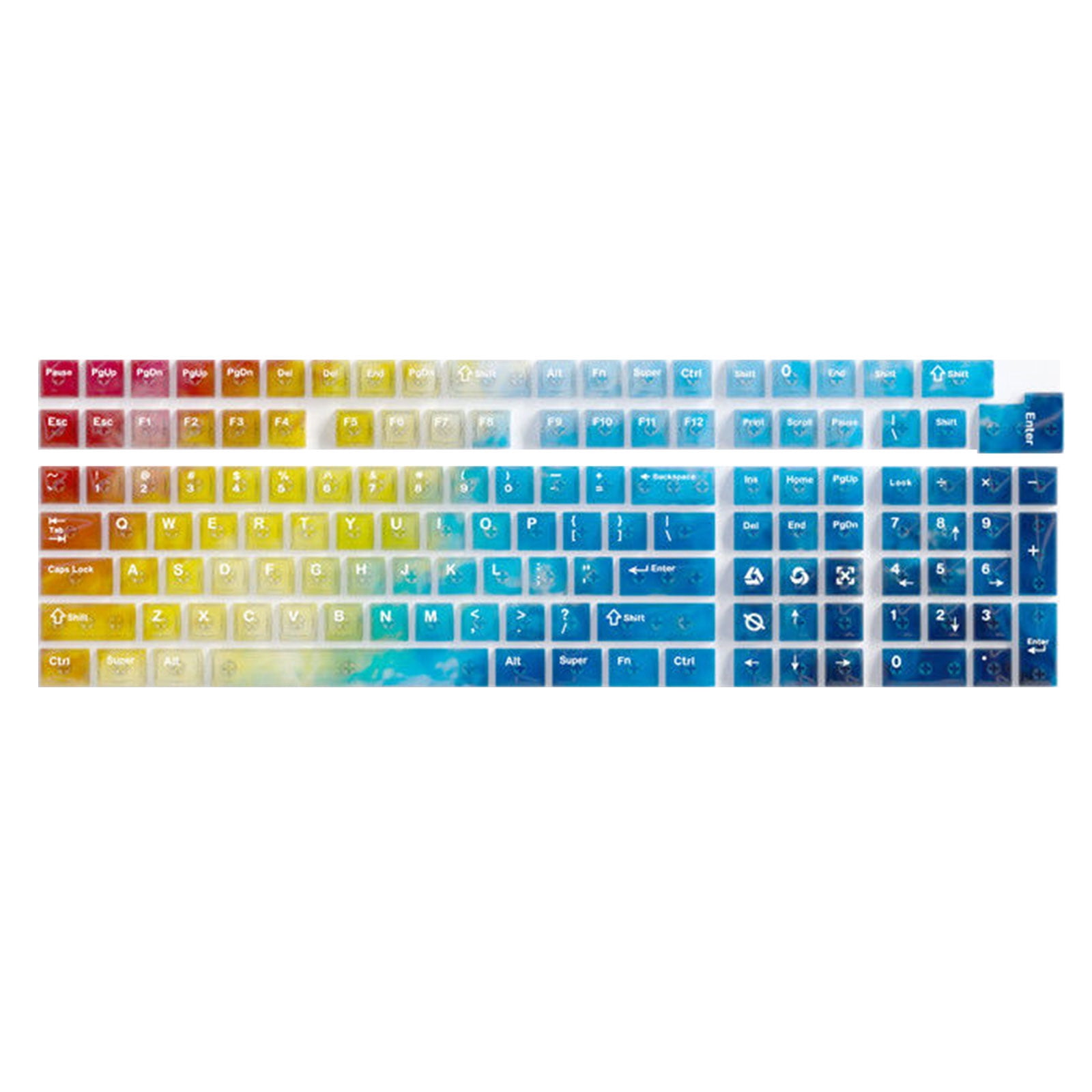 132 Gradient Rainbow Colored Keycaps Shining Through Design Ergonomic Typing Experience For Gaming Keyboards