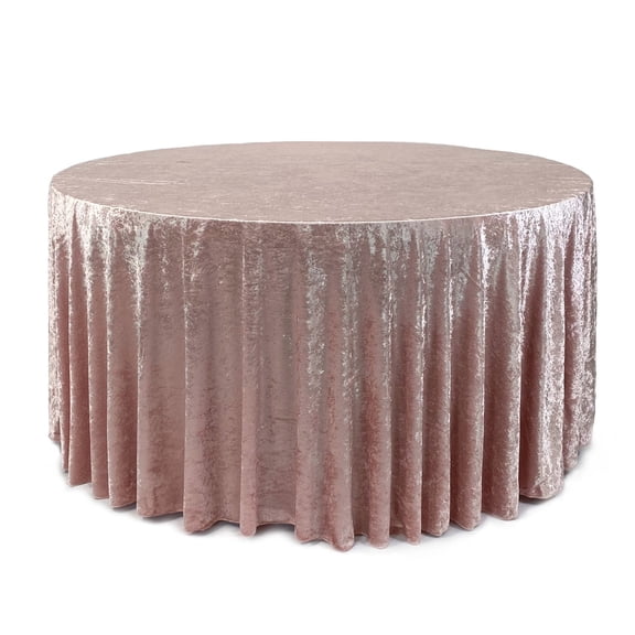 YOUR CHAIR COVERS - 132 Inch Round Crushed Velvet Tablecloth for Weddings, Quinceanera, Events or Baby Shower - Blush