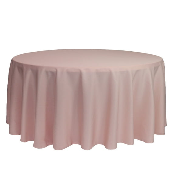 132 Inch Round Polyester Tablecloth Blush