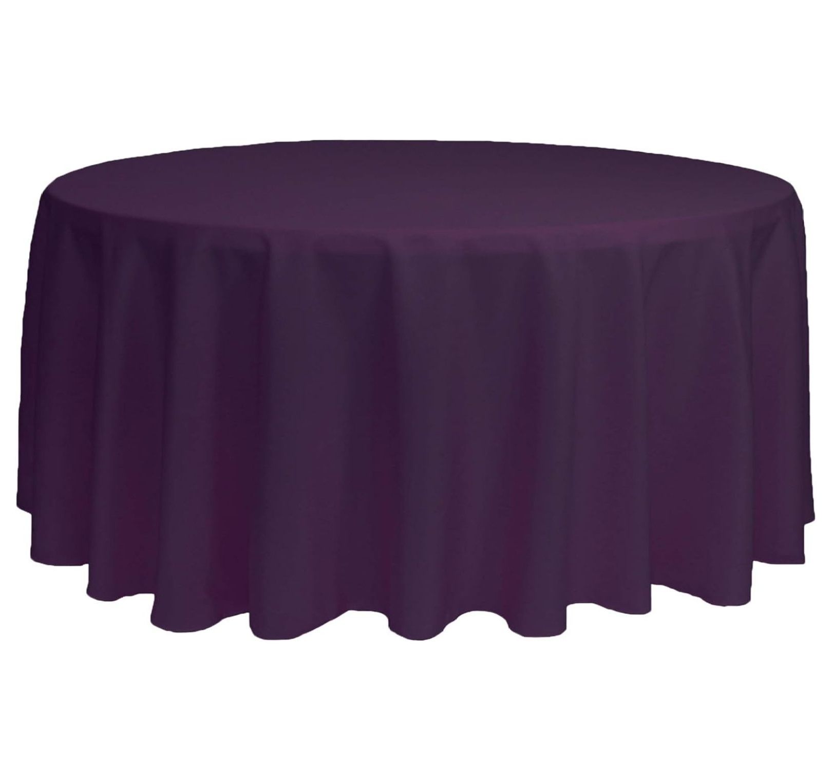 - 132 Inch Round Premium Polyester Tablecloth - Eggplant, Linen Table ...